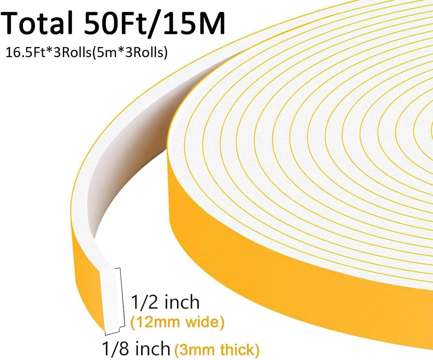 Upgraded Strong Adhesive Foam Weather Stripping Door Seal Insulation Tape for Insulating Door,Window, Air Conditioner Noise-Reduction Self Adhesive Sealing Weatherstrip (1 in x 1/2 in x 10 Ft) - Colors B