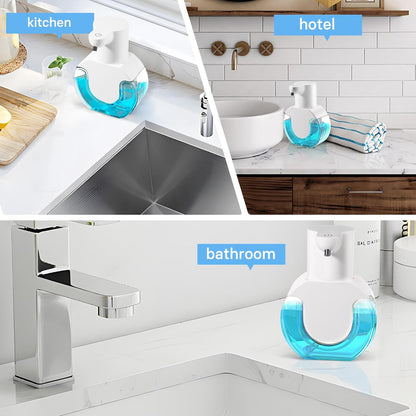 2 Pack Automatic Soap Dispenser,14.2oz/420ML Touchless Automatic Foaming Hand Soap Dispenser,Rechargeabled Wall Mounted Smart Pump for Bathroom Kitchen