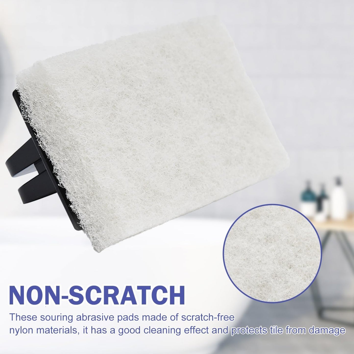 YoleShy Shower Scrubber Non-Scratch Bathtub Scrubber Heavy Duty Scrub Pad with Handle for Bathroom Tile Bathtubs Shower Tile Sink Pool Tile Spas (Blue)
