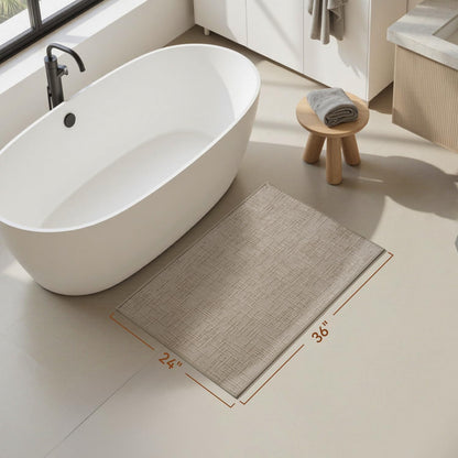 AMOAMI Bath Mat Non Slip Super Absorbent Quick Dry Bath Mats for Bathroom Floor Rubber Backing Washable Bathroom Rugs Modern Woven Jacquard Mat, Beside Tub Bath Rugs, 17" x 24", LightGrey