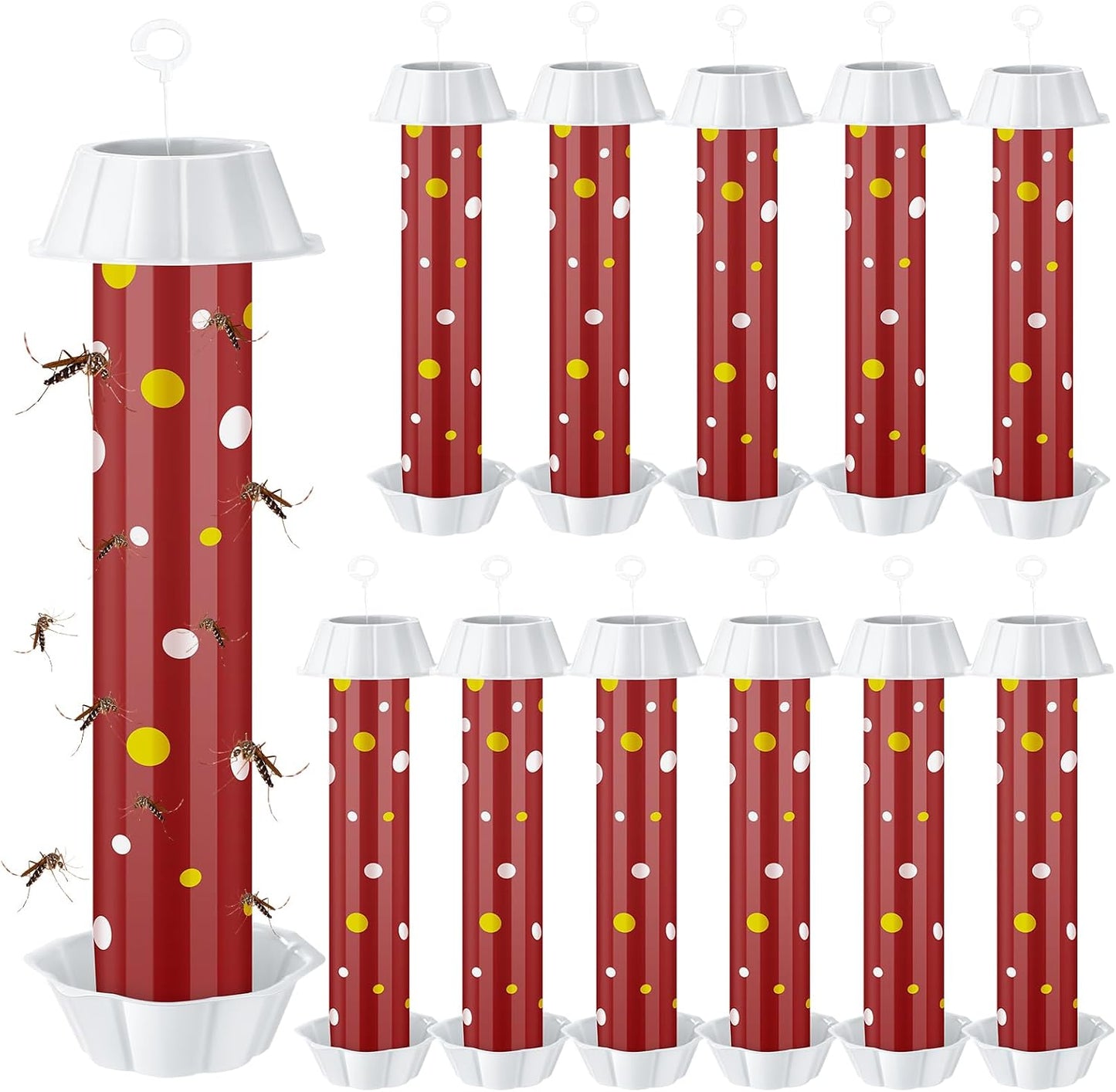 12 Pcs Sticky Fly Trap Fly Stick Indoor Outdoor Long Lasting Adhesive Fly Catcher with Hanging Hook for Wasps Gnats Bugs Insects Moths Fruit Flies Mosquitoes Spiders Fleas (White)