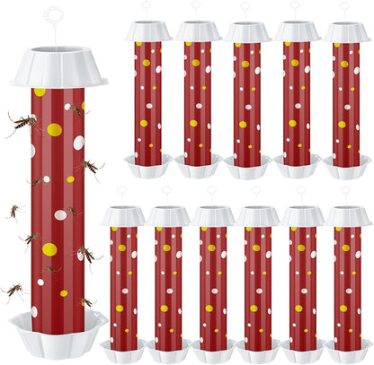12 Pcs Sticky Fly Trap Fly Stick Indoor Outdoor Long Lasting Adhesive Fly Catcher with Hanging Hook for Wasps Gnats Bugs Insects Moths Fruit Flies Mosquitoes Spiders Fleas (White)