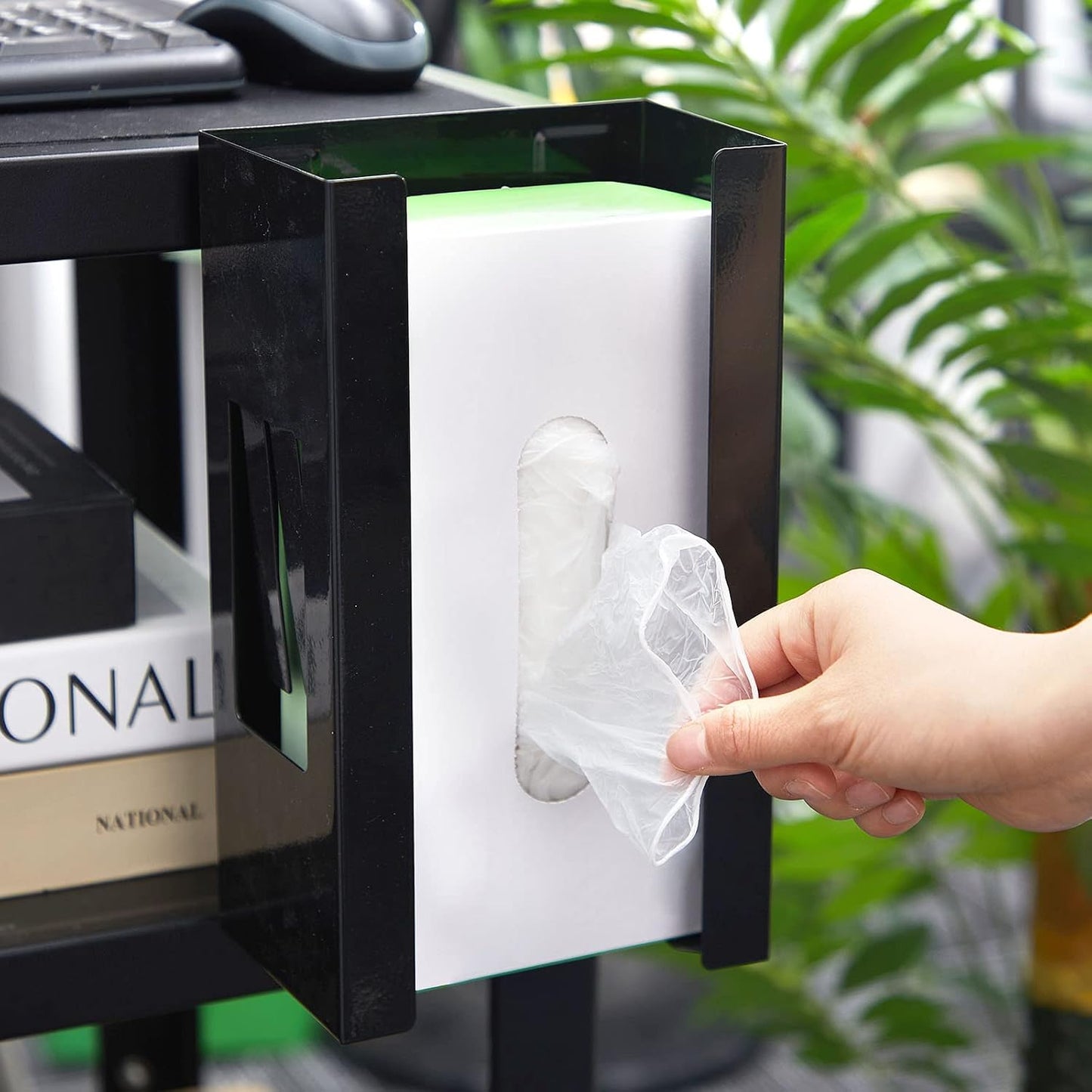 Lounsweer 2 Pcs Magnetic Gloves Dispenser Holders Wall Mount Boxes of Gloves Commercial Quality Towels Wipes Paper Tissue Box Holder Kitchen Fridge Office Workshops Garage Tool Hospital (Black)