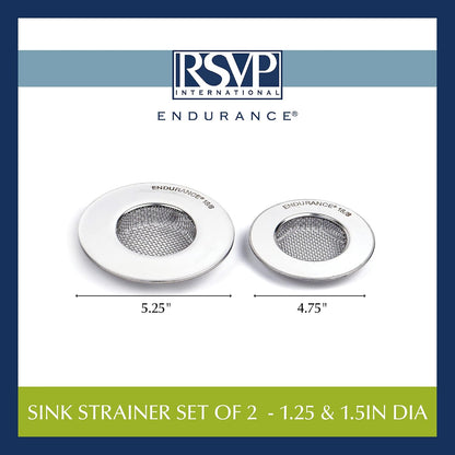 RSVP International Endurance® Stainless Steel Large Sink Strainer, 4.5" | Traps Food Scraps | Polished Finish with Precision Pierced Holes | Dishwasher Safe