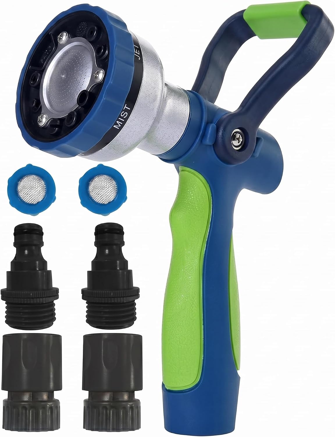 GREEN MOUNT New Patent Garden Hose Nozzle, Heavy Duty Water Nozzle, High Pressure Fireman Style Nozzle with Ergonomic Handle for Lawn and Garden Watering
