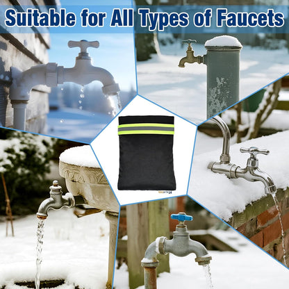Halatool Thicken Outdoor Faucet Covers for Winter Freeze Protection, 6.7"x8.3" Insulated Spigot Cover with Reflective Strips Freeze Proof Hose Bib Cover Waterproof Fits All Taps, 2 Pack