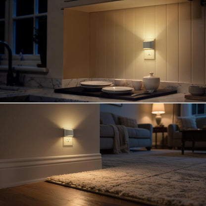 DORESshop LED Night Light[2 Pack], Night Lights Plug into Wall, 3 Level Brightness Adjustable Plug in Night Light, Dusk to Dawn Sensor, Nightlights for Adults, Bedroom, Bathroom, Hallway, 3000K