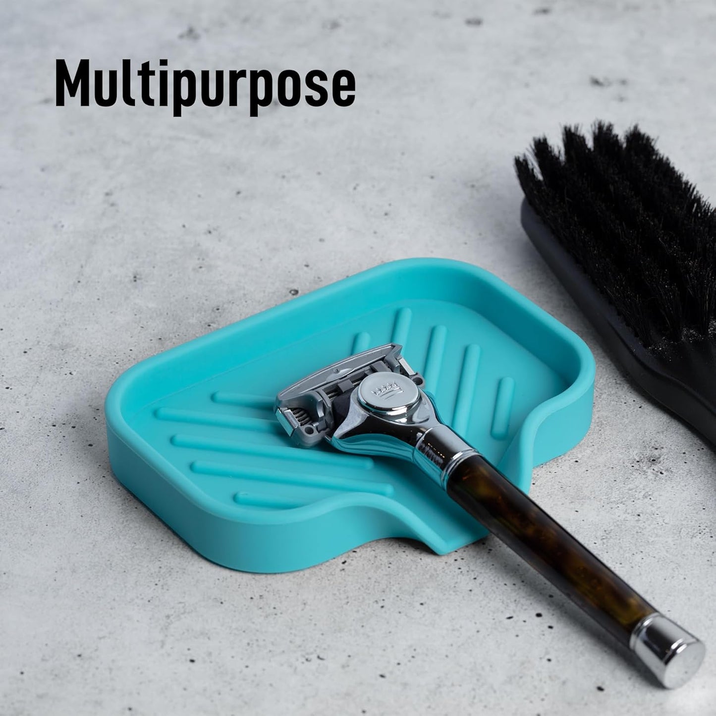 Zulay Kitchen (9x3.5in) Sponge Holder for Kitchen Sink - Flexible Heavy-Duty Multipurpose Sink Caddy - Counter Organizer for Kitchen, Bathroom, Makeup, Trinkets & More! (Grey)