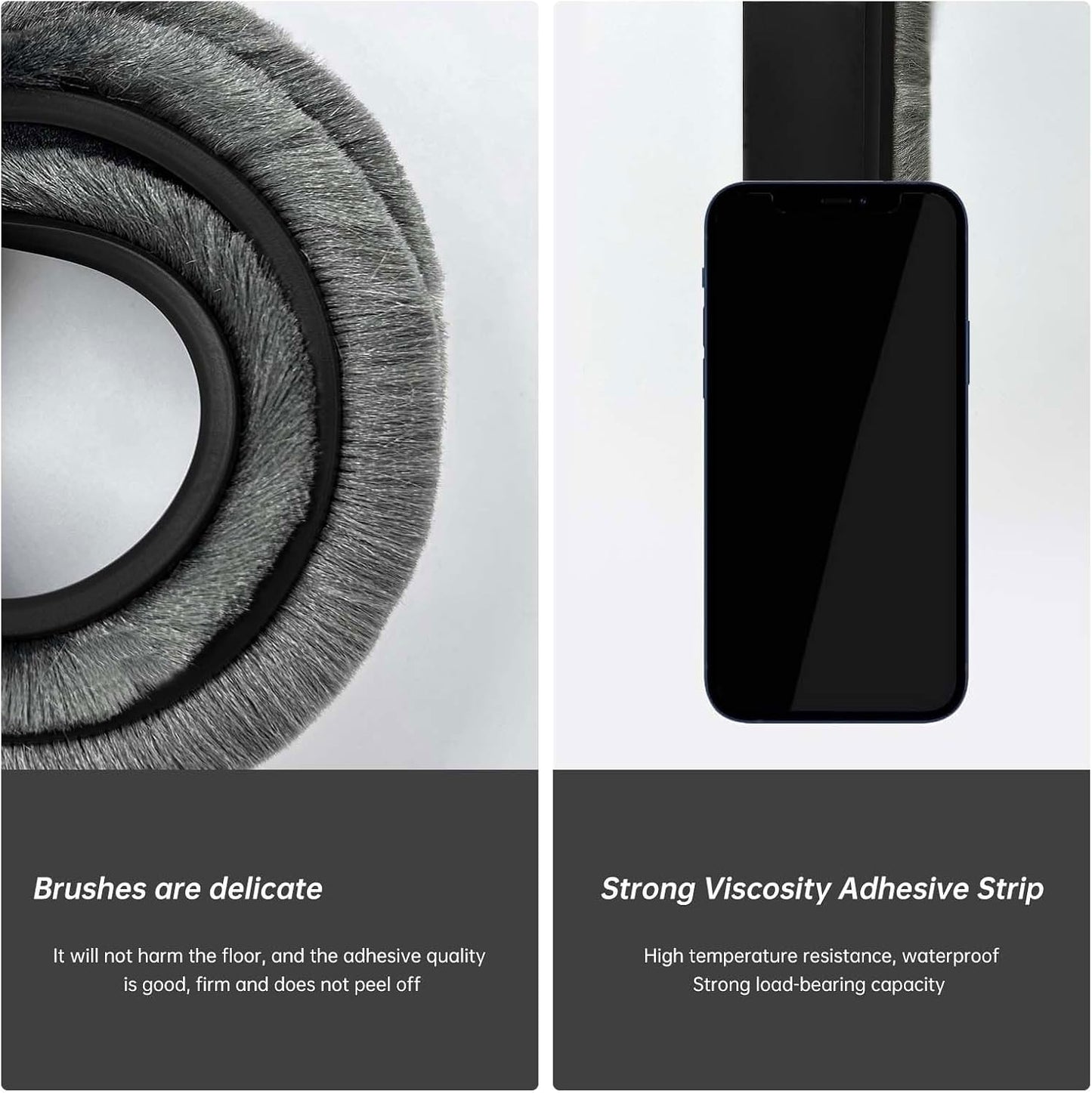 Door Sweep for Bottom of Door, Integrated Bottom Door Draft Stopper with Brush, Self-Adhesive Under Door Seal for Dust/Noise/Hot or Cold Air Insulation, Black 39.37" L/1" W