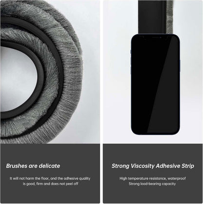 Door Sweep for Bottom of Door, Integrated Bottom Door Draft Stopper with Brush, Self-Adhesive Under Door Seal for Dust/Noise/Hot or Cold Air Insulation, Black 39.37" L/1" W