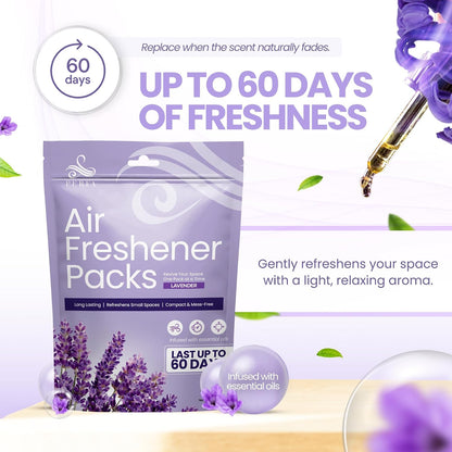 Lavender Odor Eliminator Pack of 6 | Long Lasting Odor Absorber for Home, Wardrobe, Shoes & Small Spaces | Scented Smell Absorber for Drawers, Trash Cans & Closet | Daily Use Lavender Packs by Perfa
