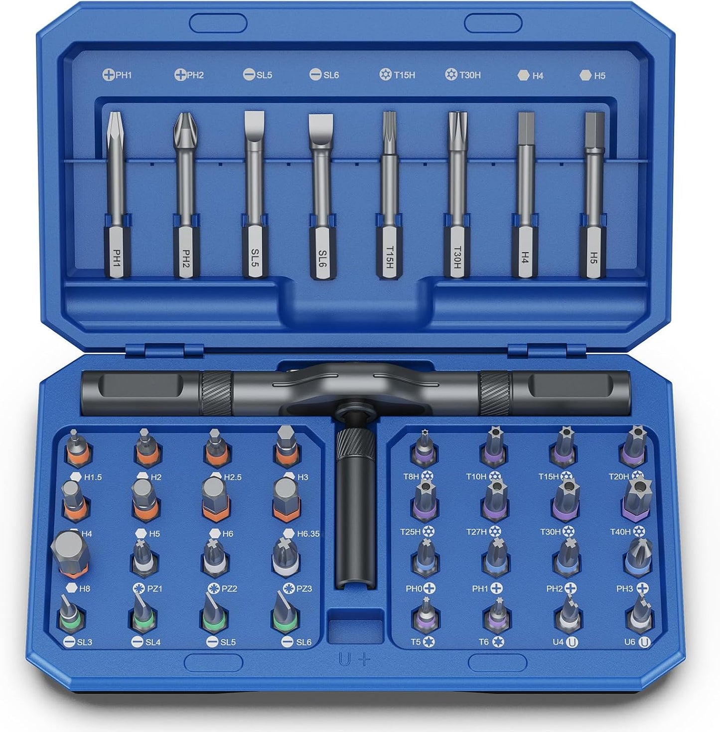 Bomivoi 42 in 1 Magnetic Screwdriver Set, DIY Ratchet Screwdriver Set, Multi Bit Magnetic Drive Set with Detachable Ratchet Handle, Portable Compact Repair Tool Kit for Furniture Computer Bicycle Blue