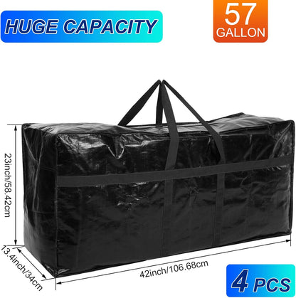 Windyun 4 Pack 57 Gallon Extra Large Moving Bags XXL Heavy Duty Storage Bag with Strong Zipper Handle Jumbo Big Tote Box Foldable for College Dorm Travel Clothes Duffle Blanket Pillow(Red)