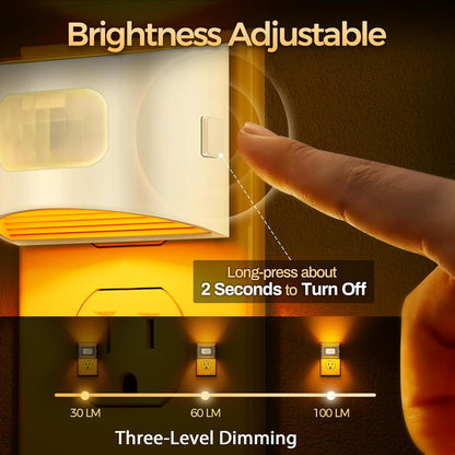 DORESshop LED Night Light[2 Pack], Night Lights Plug into Wall, 3 Mode Plug in Night Light with Motion Sensor, Dusk to Dawn Sensor, Nightlights for Adults, Bedroom, Bathroom, Hallway