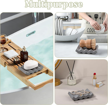 Self Draining Bar Soap Holder Diatomite Soap Dish Fast Drying Soap Saver Small Sponge Caddy for Shower, Bathroom, Kitchen Sink, Kitchen, Blue