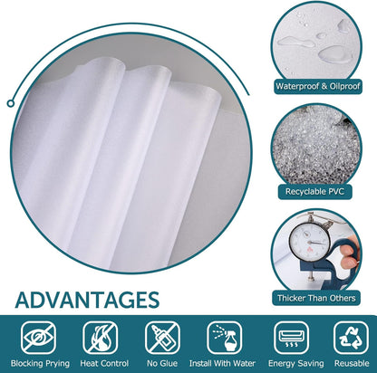 HIDBEA Frosted Window Privacy Film - Non Adhesive Static Cling Glass Stickers Sun UV Blocking Heat Control Door Covering Decals for Home Office, 23.6 x 78.7 Inch
