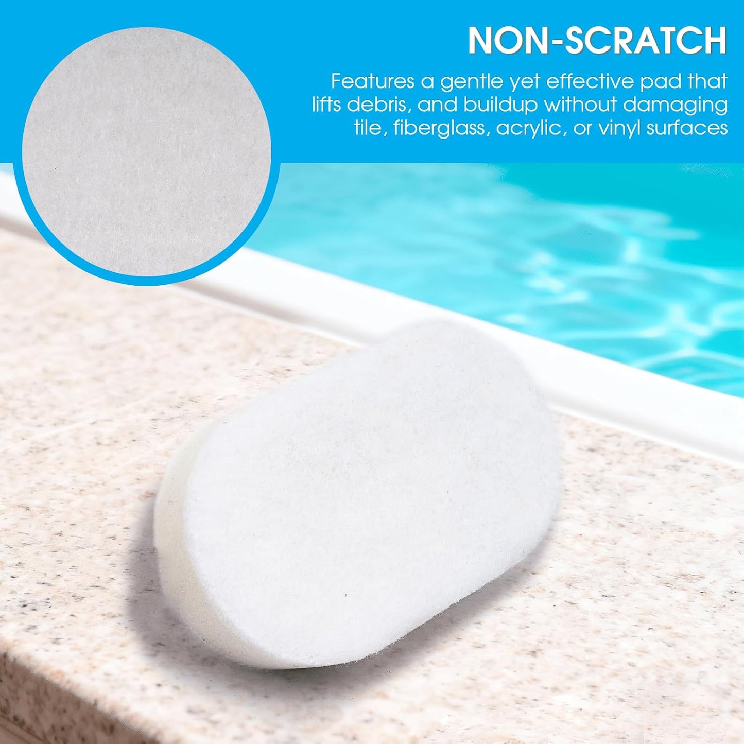TidyMister Thickened Handheld Scrub Pad for Hot Tubs, Spas & Pools, Non-Scratch Replaceable Scouring Pads for Tile Cleaning, 2 Pack