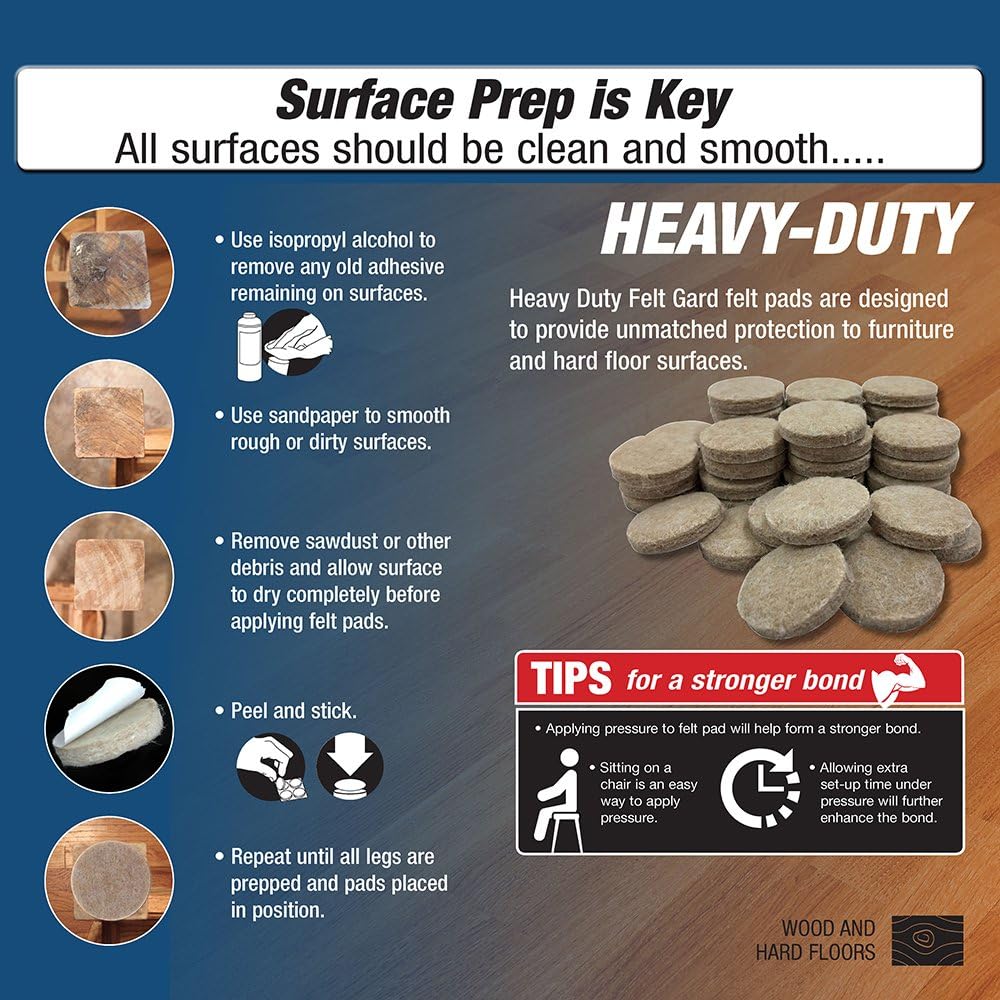 Shepherd Hardware 9916 1-1/2-Inch Heavy Duty Felt Gard Self-Adhesive Leveling Furniture Pads, 4-Pack , Beige