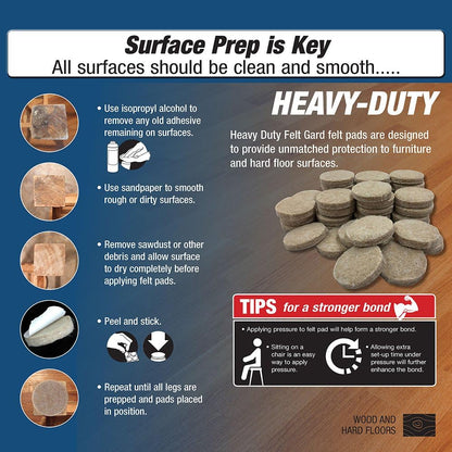 Shepherd Hardware 9921 4-Inch Heavy Duty Self-Adhesive Felt Furniture Pads, 4-Pack, Beige,Tan