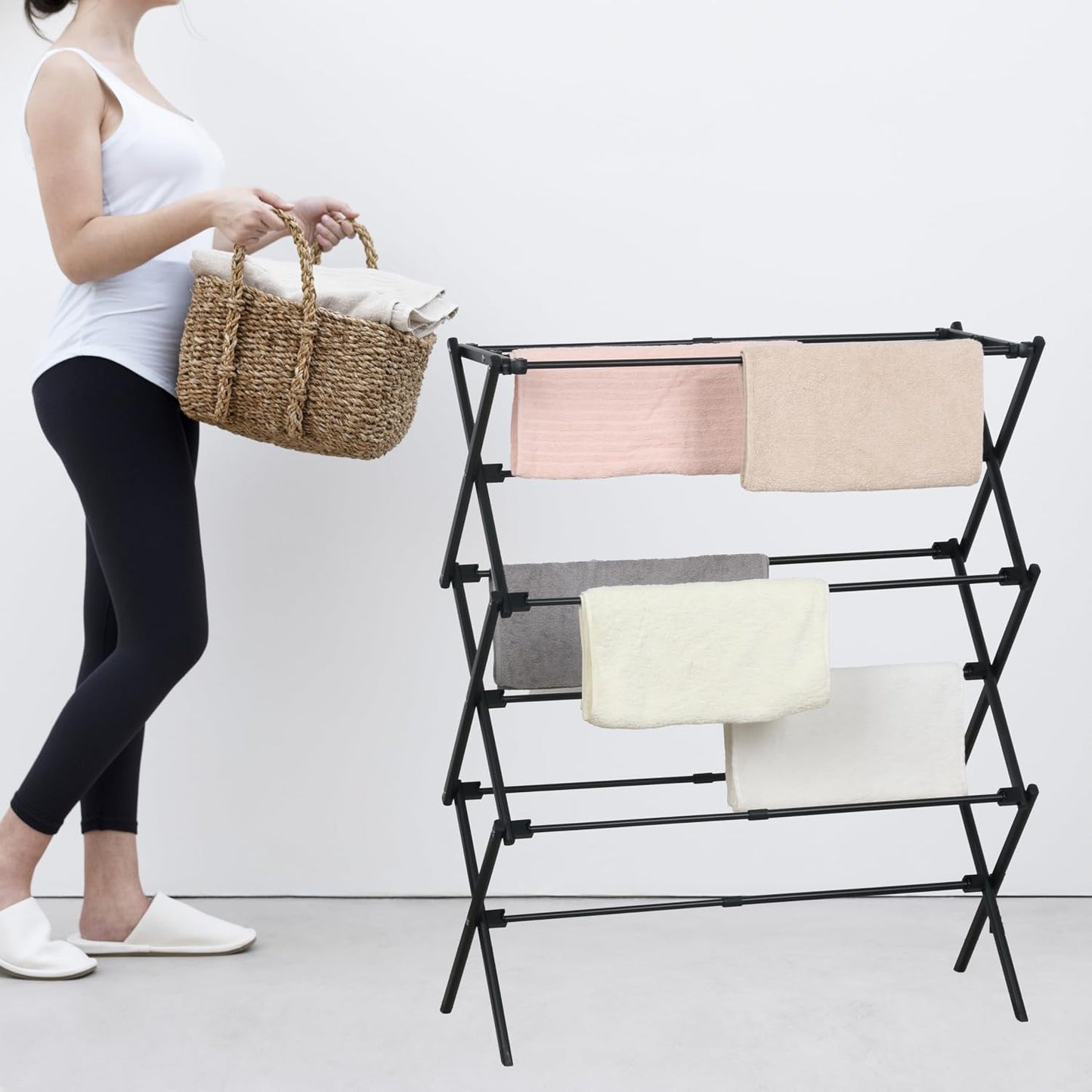 ZOES HOMEWARE 2026 Enhanced Clothes Drying Rack | Foldable Drying Rack Clothing for Laundry | Small Collapsible Portable Dryers for Laundry | Use for Indoor & Outdoor | White 37.5"x29"x12"