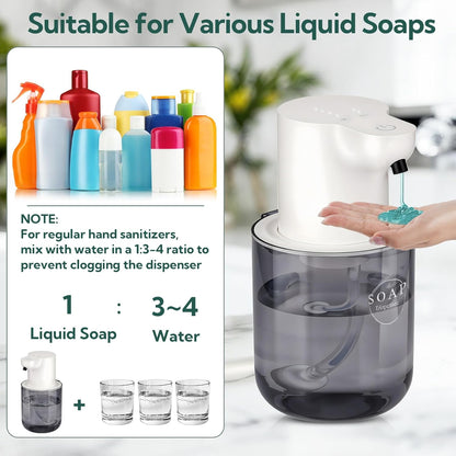 2 Pack Automatic Soap Dispenser, Touchless Automatic Foaming Soap Dispenser, Electric Wall Mounted Dispenser, 13.5oz/400ML USB Rechargeable with 4-Level Adjustment for Bathroom, Kitchen & Office