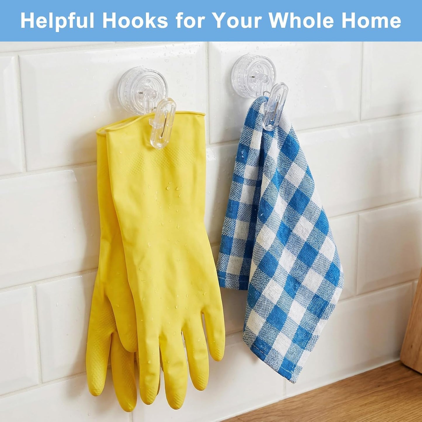 2PCS Dish Glove Clip with Suction Cup Rotatable Glove Holder Clip Removable Wall Mounted Hook for Kitchen Bathroom Office for Dish Gloves Documents Towels