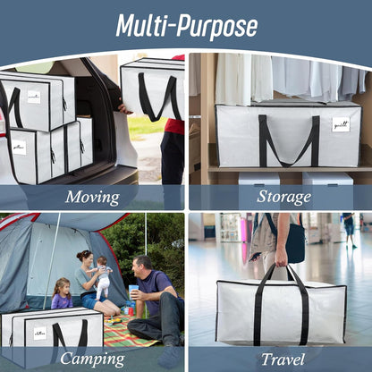 6 Pack Extra Heavy Duty Large Moving Bags with Strong Zipper & Comfortable Handles, Sturdy & Durable Clothes Storage Bags Totes Bins, Blue Packing Moving Boxes for College Supplies, Dark Blue