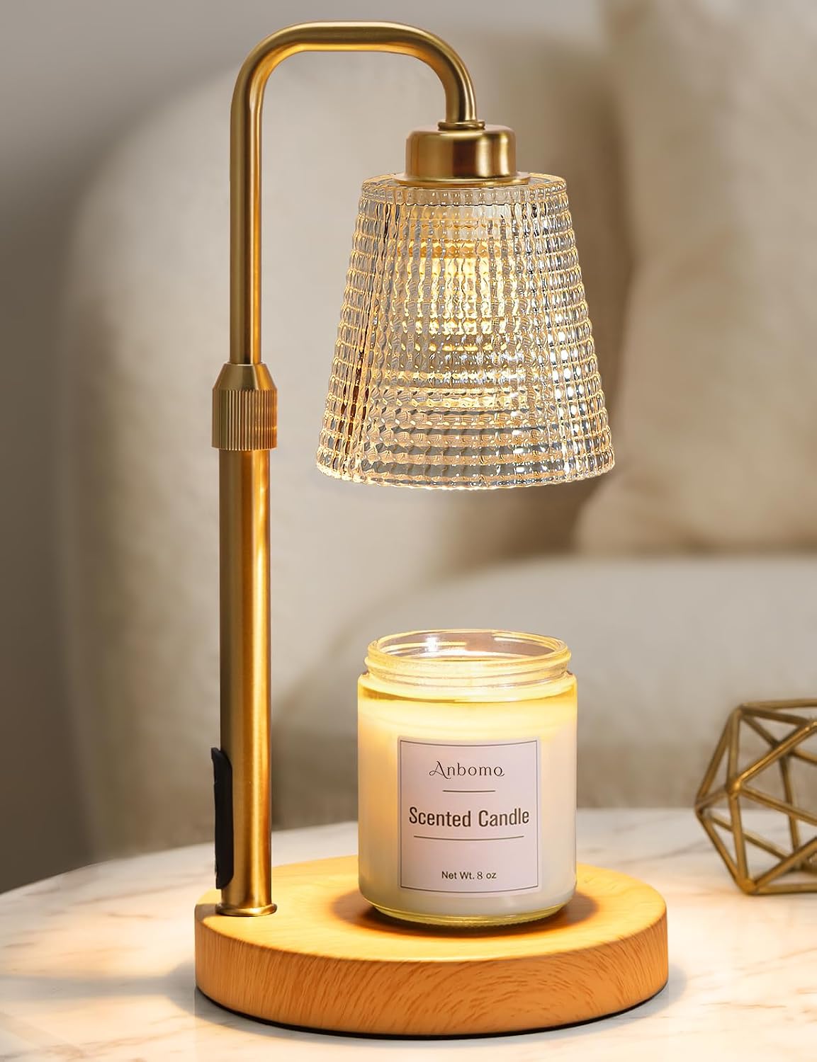 Candle Warmer Lamp with Timer Dimmable, Wax Warmer for Scented Jar Candles, Adjustable Height Candle Lamp for Home Decor, Birthday Gifts for Women Mom House Warming Gifts, Matte Black