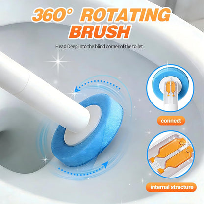 SOPAMI 32pcs Disposable Toilet Brush Refills,3-Layer Pre-Loaded Rich Foam | Toilet Bowl Wand Refills Pre-Loaded with Cleaner Toilet and Bathroom Cleaning Supplies Sponge Replacement (Blue)