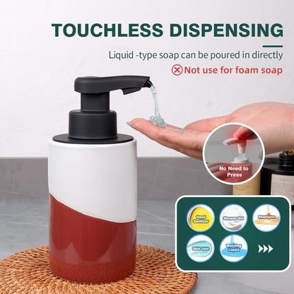BosilunLife Automatic Soap Dispenser Ceramic Hand Free Soap Dispenser with Waterproof Pump Rechargeable Smart Electric Lotion Soap Dispenser Touchless (White-Green, Foam Pump)