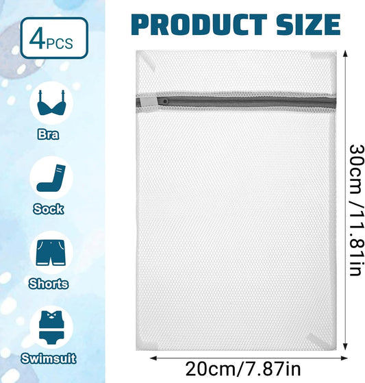 4Pcs Mesh Laundry Bags for Delicates 30x20cm Small Mini Durable Lingerie Bags for Washing Machine Delicates Laundry Bag for Lingerie Underwear Socks Baby Clothes Travel 11.8 x 7.87 Inches