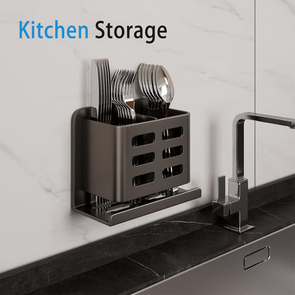 Aluminum Toothbrush Holder， Wall-Mounted，Bathroom Rack，4 Slot，Black | Bracket Shower Toothbrush Razor Holder Suitable for Toothbrush, Toothpaste, Razor and Comb etc Bathroom Storage