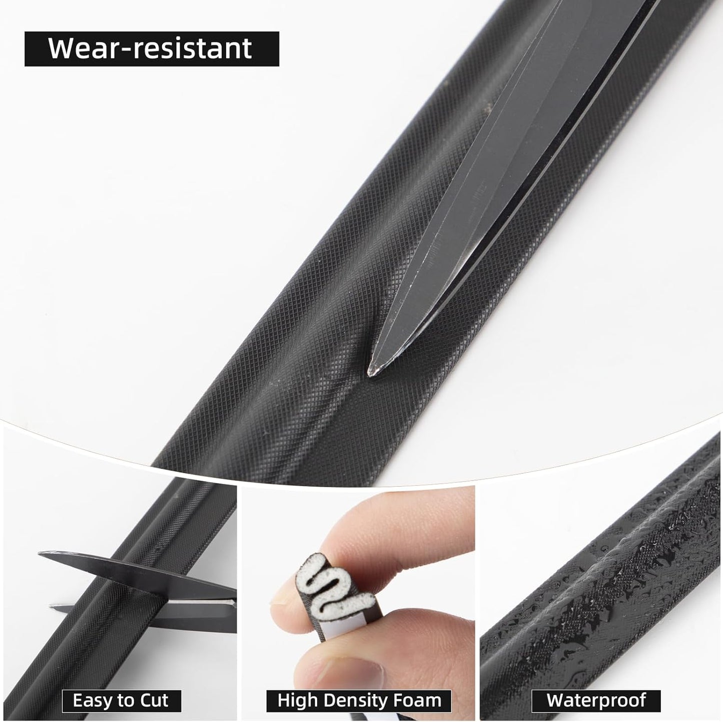118 inch Weather Stripping Door Seal Strip for Bottom of Door,Self-Adhesive Window Draft Stopper Foam Seal Strip,Soundproof Window Insulation Weather Strip for Winter Gap Blocker(White)