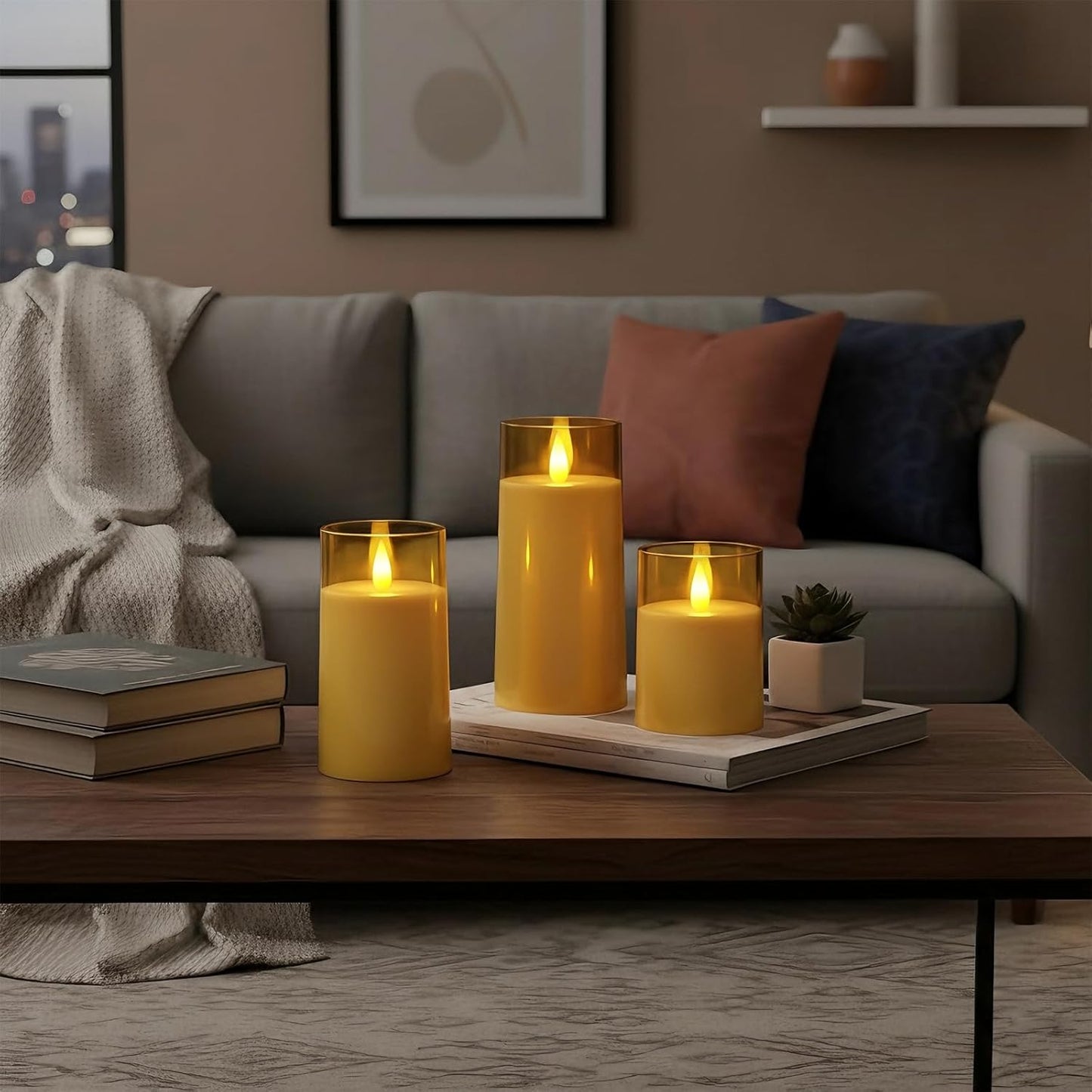 Raycare Flameless Electronic Pillar Candles with Remote Control and Timer- Battery Operated Realistic Flickering LED Fake Candle for Home, Wedding, Valentine's Day, Decor,White,Set of 2(3"x6"6")