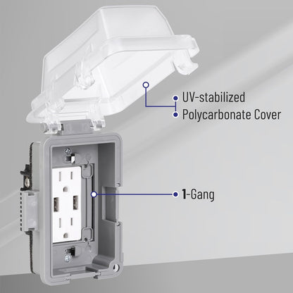 Bates- Weatherproof Electrical Outlet Cover, 1-Gang Outdoor Plug Cover | For Protection Against Rain Dust & Outdoor Use