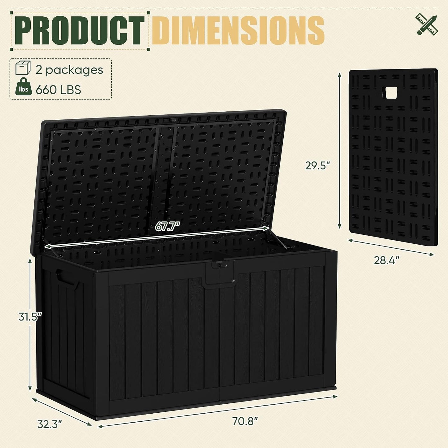 JUMMICO 31 Gallon Resin Deck Box Waterproof Indoor Outdoor Storage Boxes for Patio Furniture Cushions and Garden Tools (Brown)