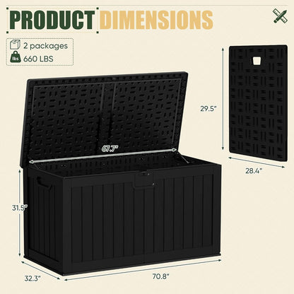 JUMMICO 31 Gallon Resin Deck Box Waterproof Indoor Outdoor Storage Boxes for Patio Furniture Cushions and Garden Tools (Brown)