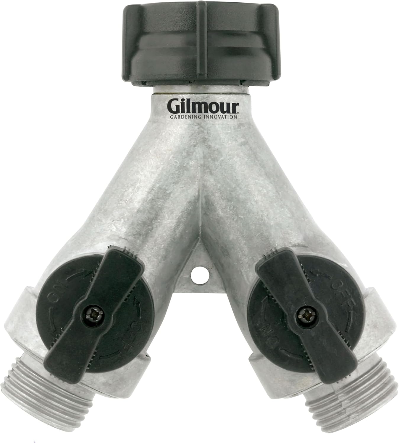 Gilmour Heavy Duty 2 Way Garden Hose Splitter, Dual Water Hose Splitter with Shut Off Valve, Metal Water Manifold