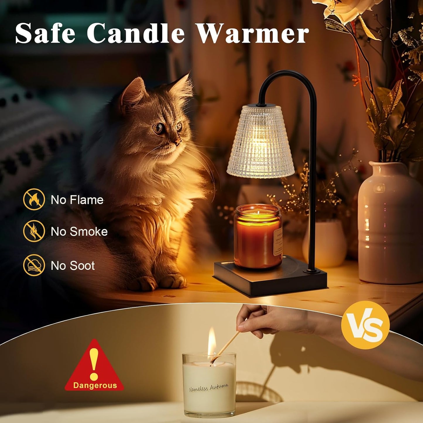 Hong-in Candle Warmer Lamp with Timer-Dimmable Adjustable Height Candle Lamp Warmer, Birthday Gifts for Women Mom Her, Housewarming Office Home Decor,Wax Warmer for Scented Wax Jar Candles