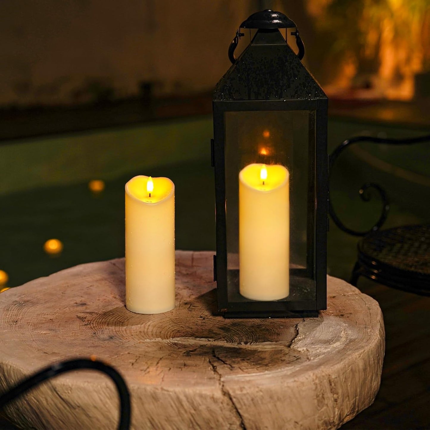 Homemory Dripping Wax Flameless Candles, Battery Operated Candles with Remote Control and Timers, LED Pillar Candles, Electric Fake Candles, 3" x 6", Set of 2