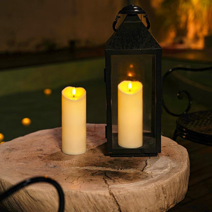 Homemory Dripping Wax Flameless Candles, Battery Operated Candles with Remote Control and Timers, LED Pillar Candles, Electric Fake Candles, 3" x 6", Set of 2