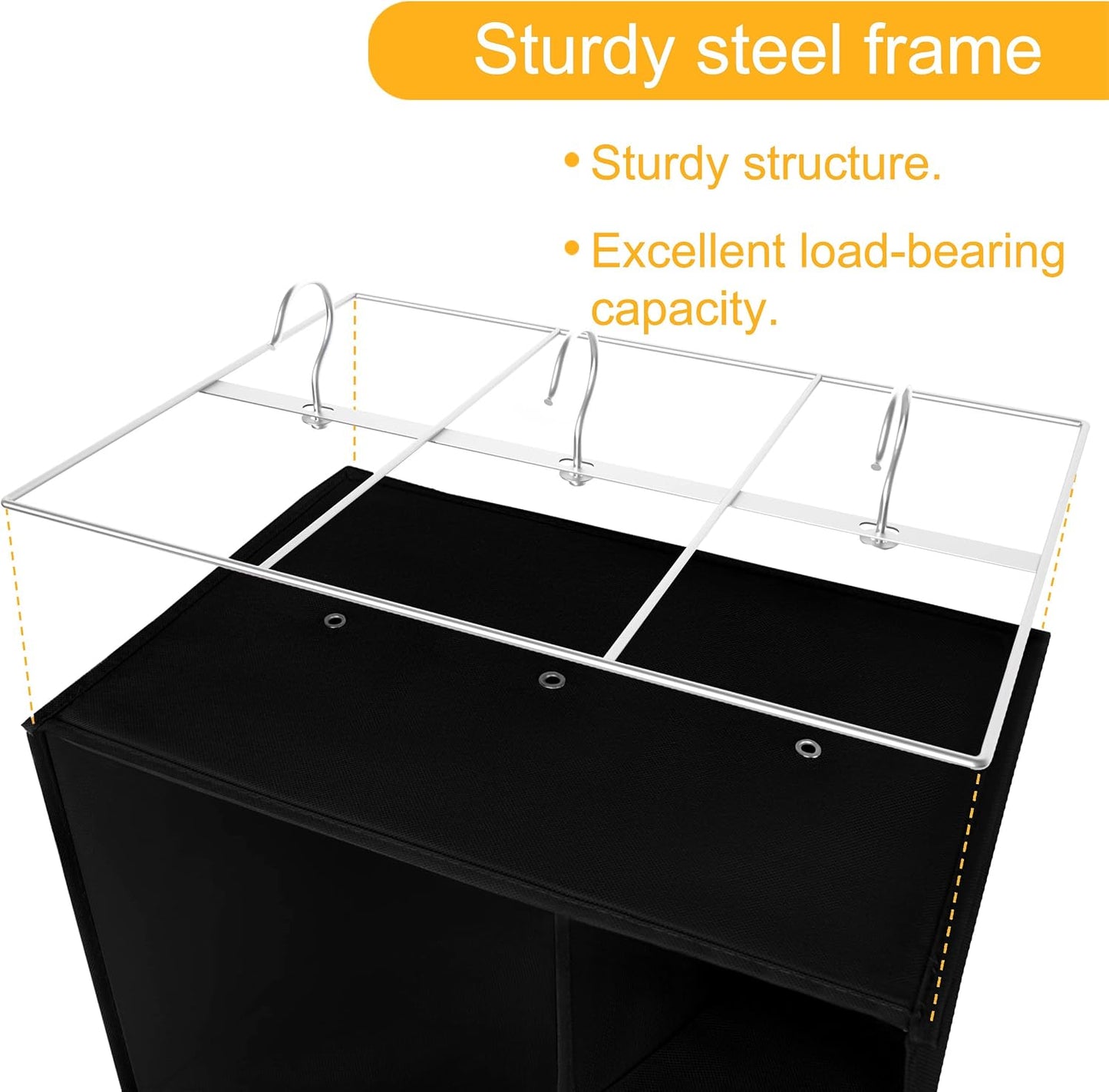 Libeder Shoe Organizer for Closet, 15 Shelf Hanging Closet Storage Shelves - 10 Shoe Rack Organizer and 5 Compartment for Clothes with 6 Side Mesh Pockets for Scarves Socks,Gloves, Grey