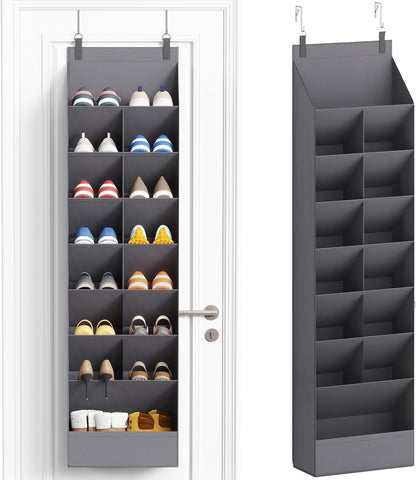 Lifewit 6 Tier Over the Door Shoe Organizer with 11 Large Deep Pockets, Fabric Hanging Shoes Shelf for Closet, Dorm Storage, Fit Up to 12 Pair Shoe Rack Holder for Sneakers, Boots, Gray
