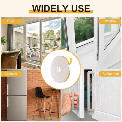 MECCANIXITY Weather Door Seal Strip Tape, Door Insulation Stripping Single Side Strong Self Adhesive Foam Tape Gap Filler for Door, Window, 1/4 Inch x 1/16 Inch x 32 Feet White 2 Pack