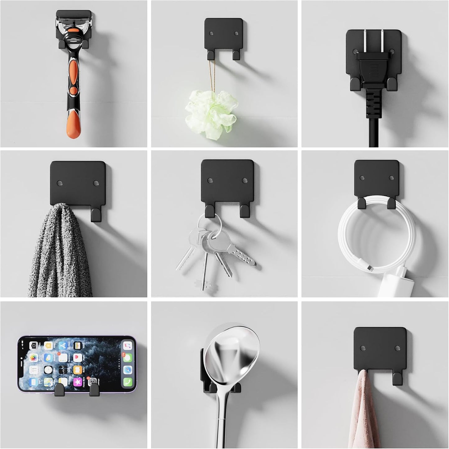 GTK Key Holder for Wall, Key Hooks with 6 Hooks, Wall Mounted Key Holder for Hallway, Self Adhesive Key Rack(White)