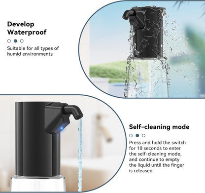 Automatic Soap Dispenser Touchless, Rechargeable 15oz/400ML Large Capacity Four-Level Adjustable Dispenser Volume Suitable for Bathroom and Kitchen (White)