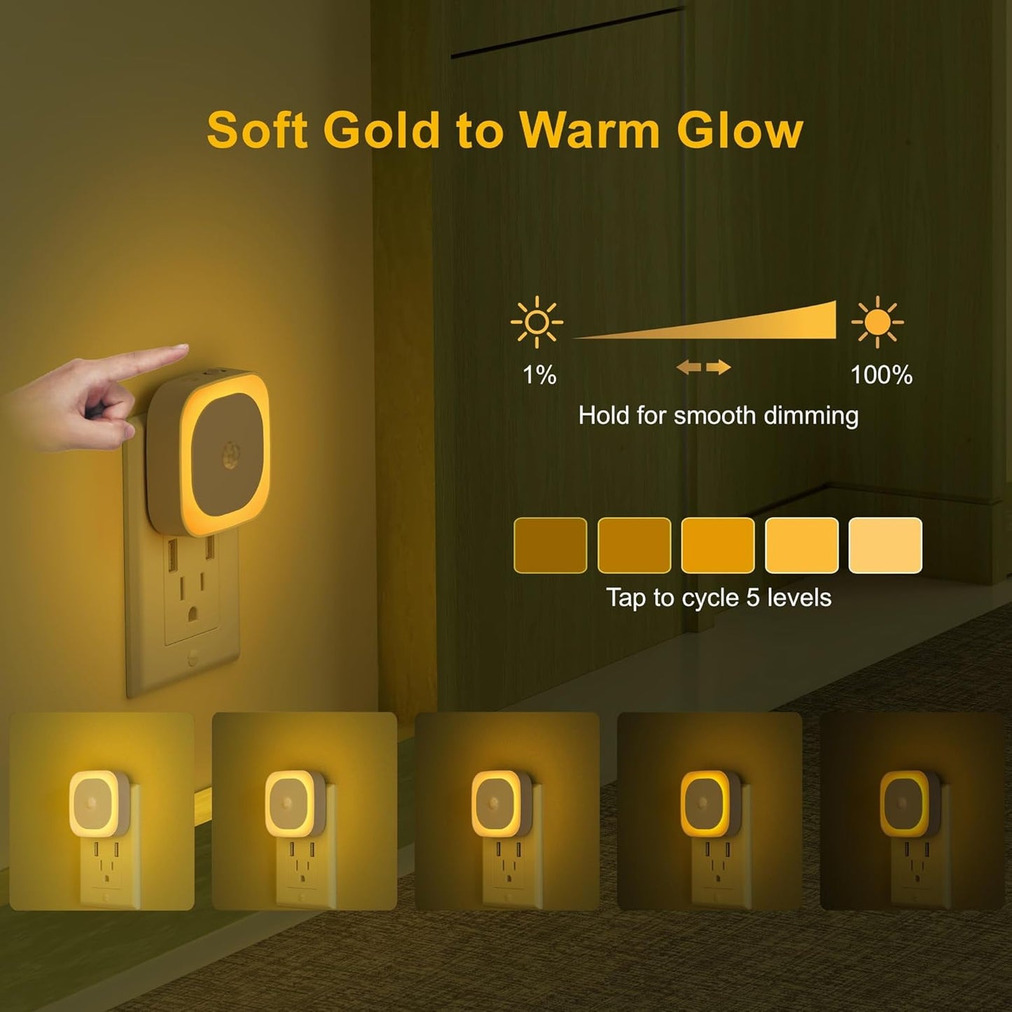 YUNLEX 2 Pack Plug in Red Sleep Night Light with Motion Sensor & Dusk to Dawn Sensor, Soft Glow, 0% Blue Light, Dimmable, Auto On/Off, LED Lights for Bedroom, Kids, Bathroom, Hallway, as Mother Gifts