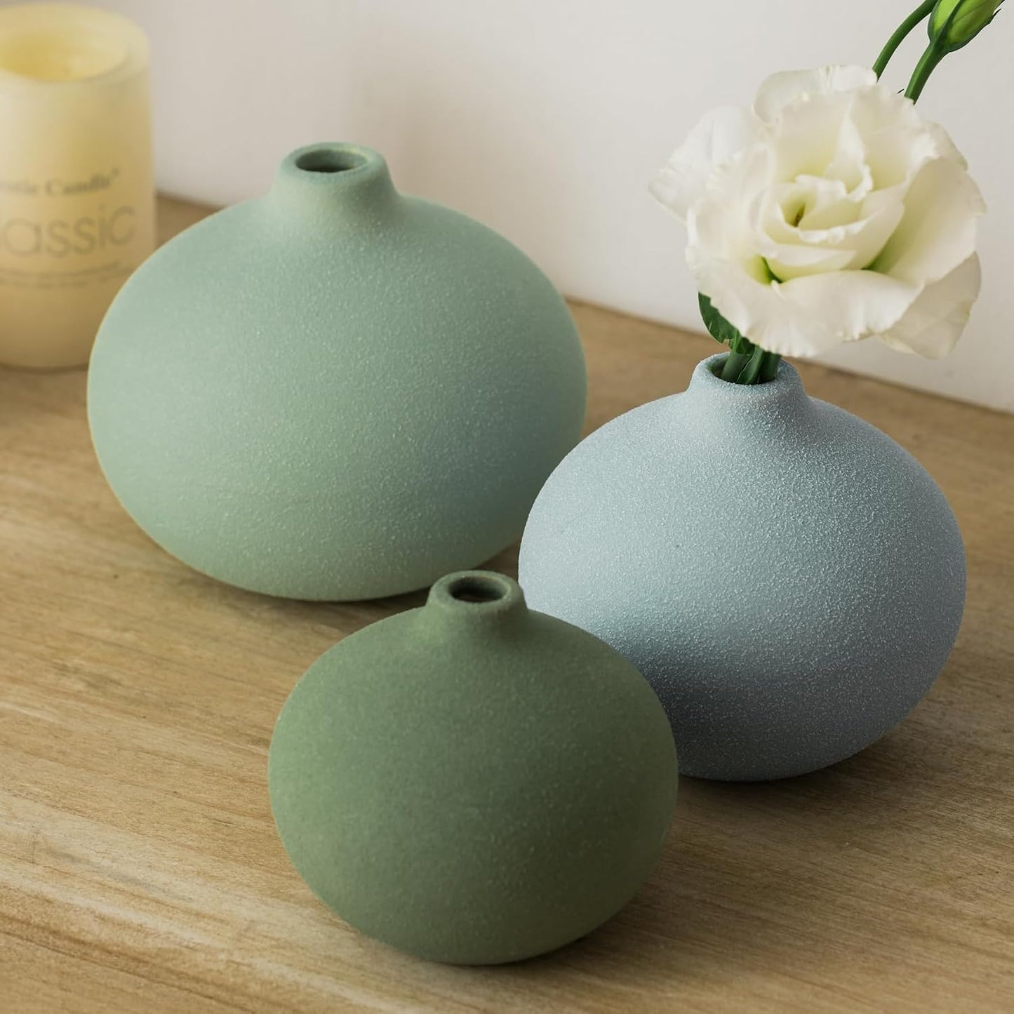 Ceramic Vase Set of 3, Bud Vases for Modern Farmhouse Home Decor, Cute Vases, Small Flower Vases for Dining Table Centerpieces,Living Room,Shelf,Mantel and Entryway Display