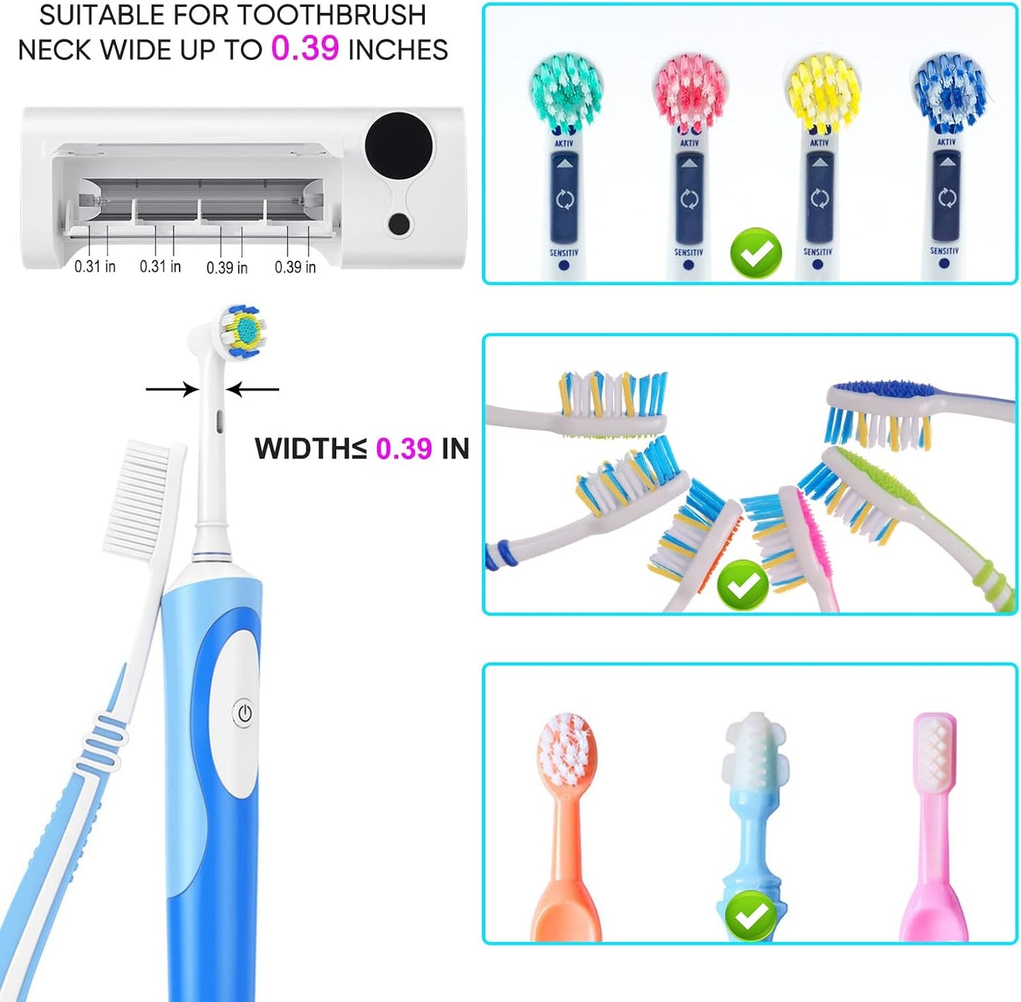 StarWin UV Toothbrush Holder for Bathroom, Timer Function, Rechargeable & Cordless Tooth Brush Cleaner Wall-Mounted, No Drilling, 4 Slots