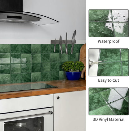 10 Sheet Thicker Peel and Stick Backsplash Tile, 12"x12" 3D Self Adhesive Square Mosaic Subway Checkered Vinyl Backsplash Stick on Wall Tiles for Bathroom, Kitchen, Living Room (10, Orange)